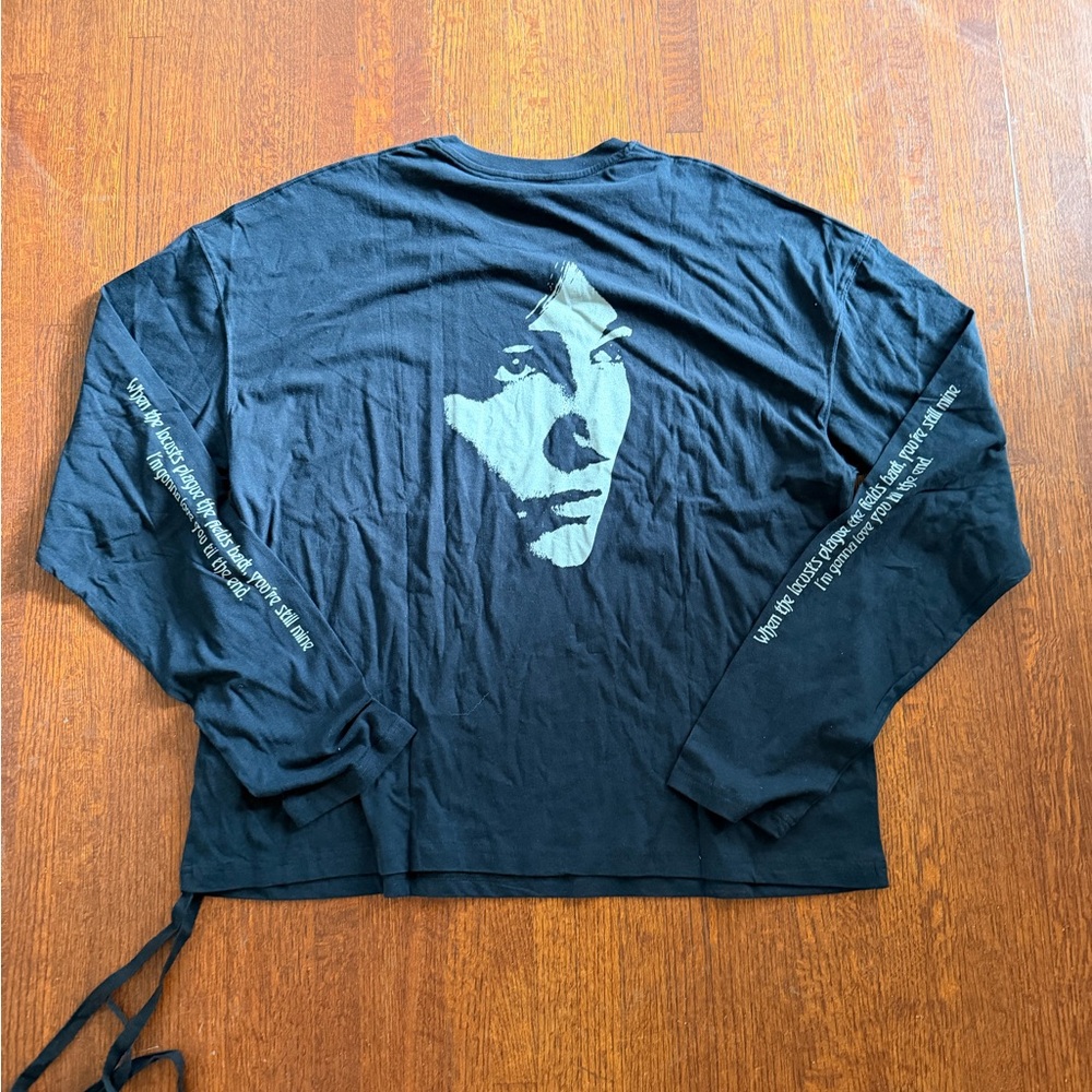 Ann Demeulemeester Navy Long Sleeve with Face Graphic
